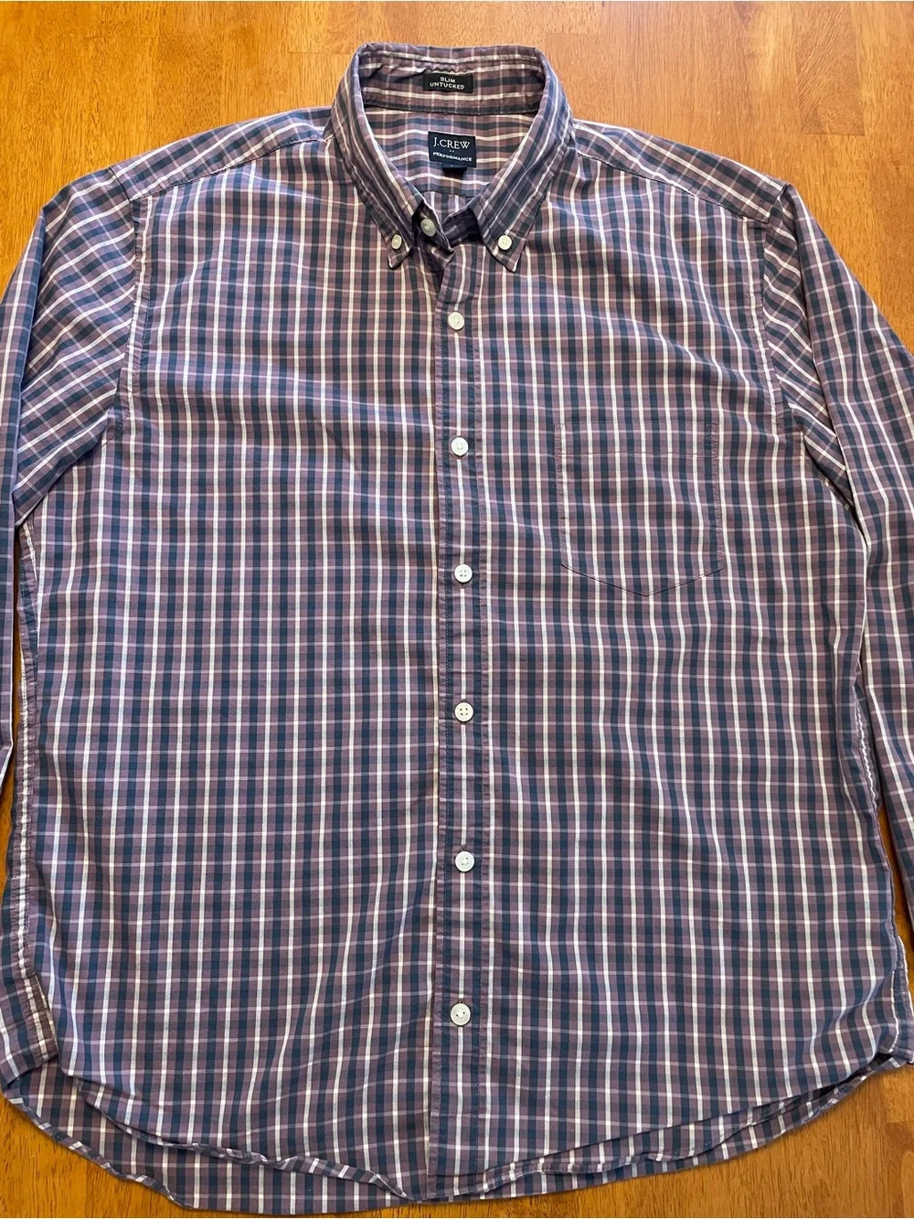J. Crew Men’s Button-Down Plaid Shirt in Purple and Navy